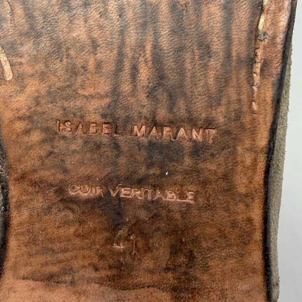 Isabel Marant women's low boots suede taupe 41 western pull on ankle - Picture 7 of 9